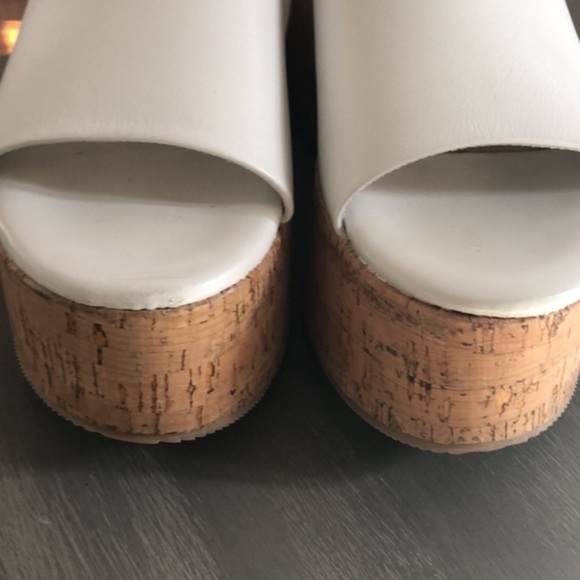 NEW Steve Madden Desiree white leather summer cork wedge platform slides size 7 - Picture 4 of 8